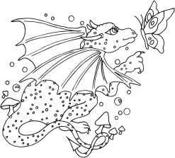 Dragon of Curiousity - Baby dragon with butterfly