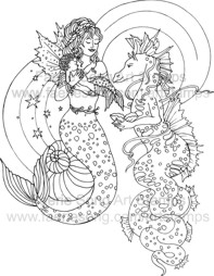 Mother Mermaid showing her Mermaid Baby to a Sea Dragon friend