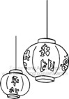 Large and small oriental hanging lanterns