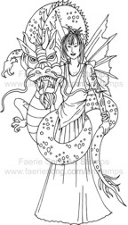 Oriental Fairy with large pet dragon wrapped around her