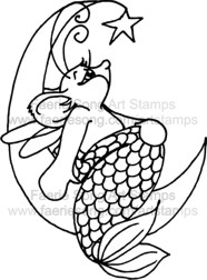Fairy Mermaid Mouse seated on Crescent Moon wtih start overhead