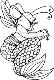 Mermaid Mouse Fairy with glasses reading a book