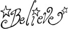 The word believe with three stars