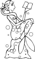 Mermaid sitting on a rock reading a book