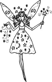 Fairy dressed in celestial patterns with magic wand