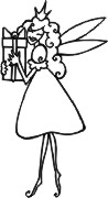 Small fairy wearing crown and holding a gift